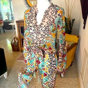 JOHNNY WAS Print Shirt Top and Pants 2 Piece Coordinating Matching Set! NEW! Set
